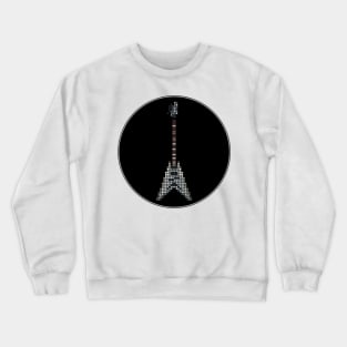 Tiled Pixel Silver King Flying V Guitar in a Black Circle Crewneck Sweatshirt